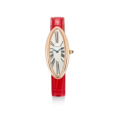 View full screen - View 1 of Lot 8096. CARTIER | BAIGNOIRE ALLONGEE, REFERENCE 2515 | A PINK GOLD WRISTWATCH, CIRCA 2006 | 卡地亞 | Baignoire Allongee 型號2515 粉紅金腕錶,約2006年製.