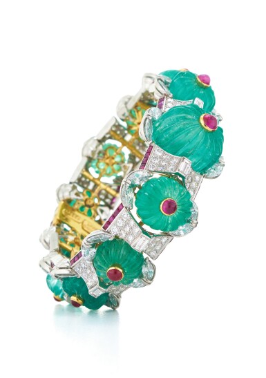 View full screen - View 1 of Lot 1. DAVID WEBB | EMERALD, RUBY AND DIAMOND 'SUMMER BERRIES' BRACELET.