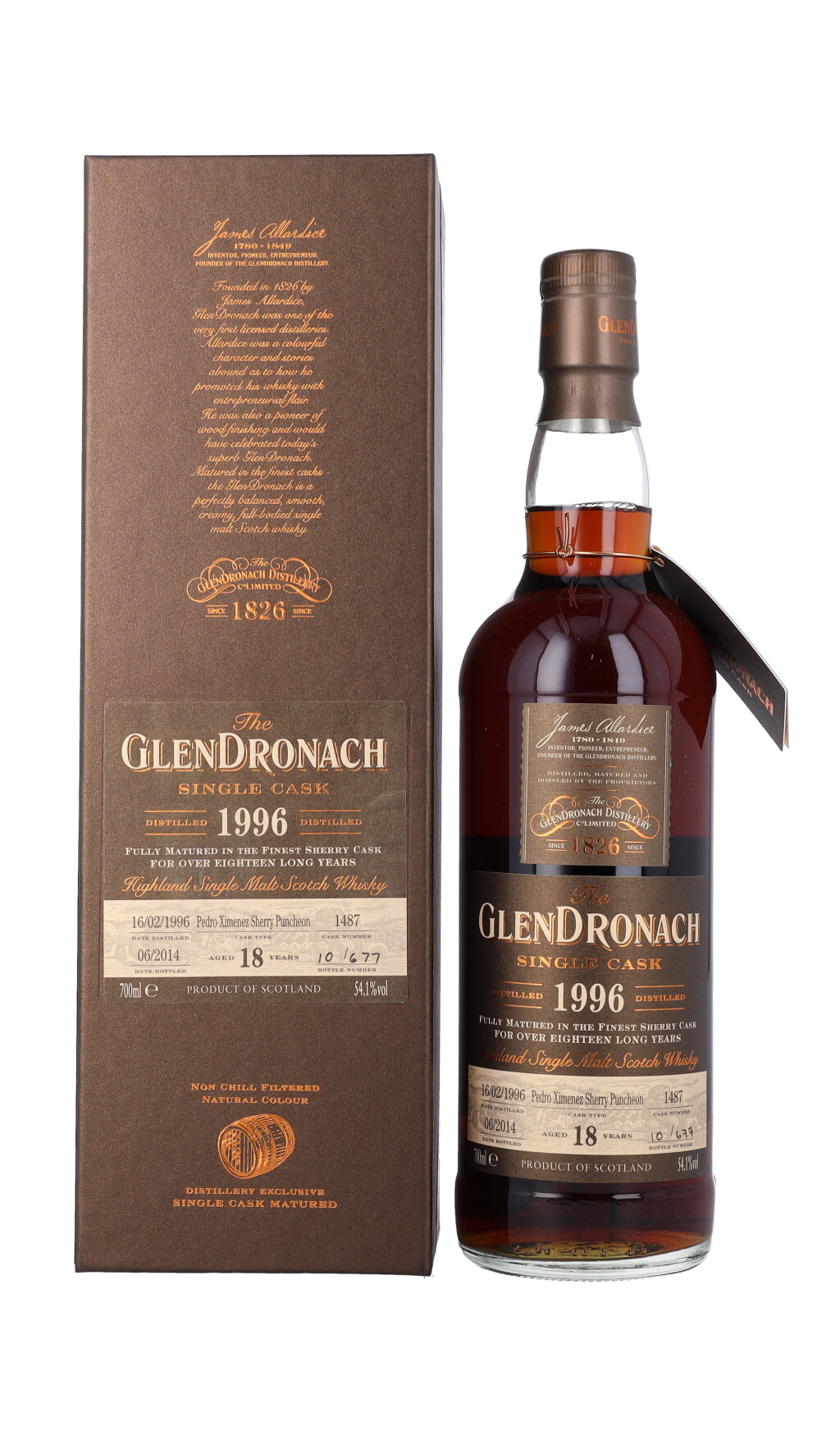 View full screen - View 1 of Lot 5149. The Glendronach Single Cask 18 Year Old 54.1 abv 1996 (1 BT70).