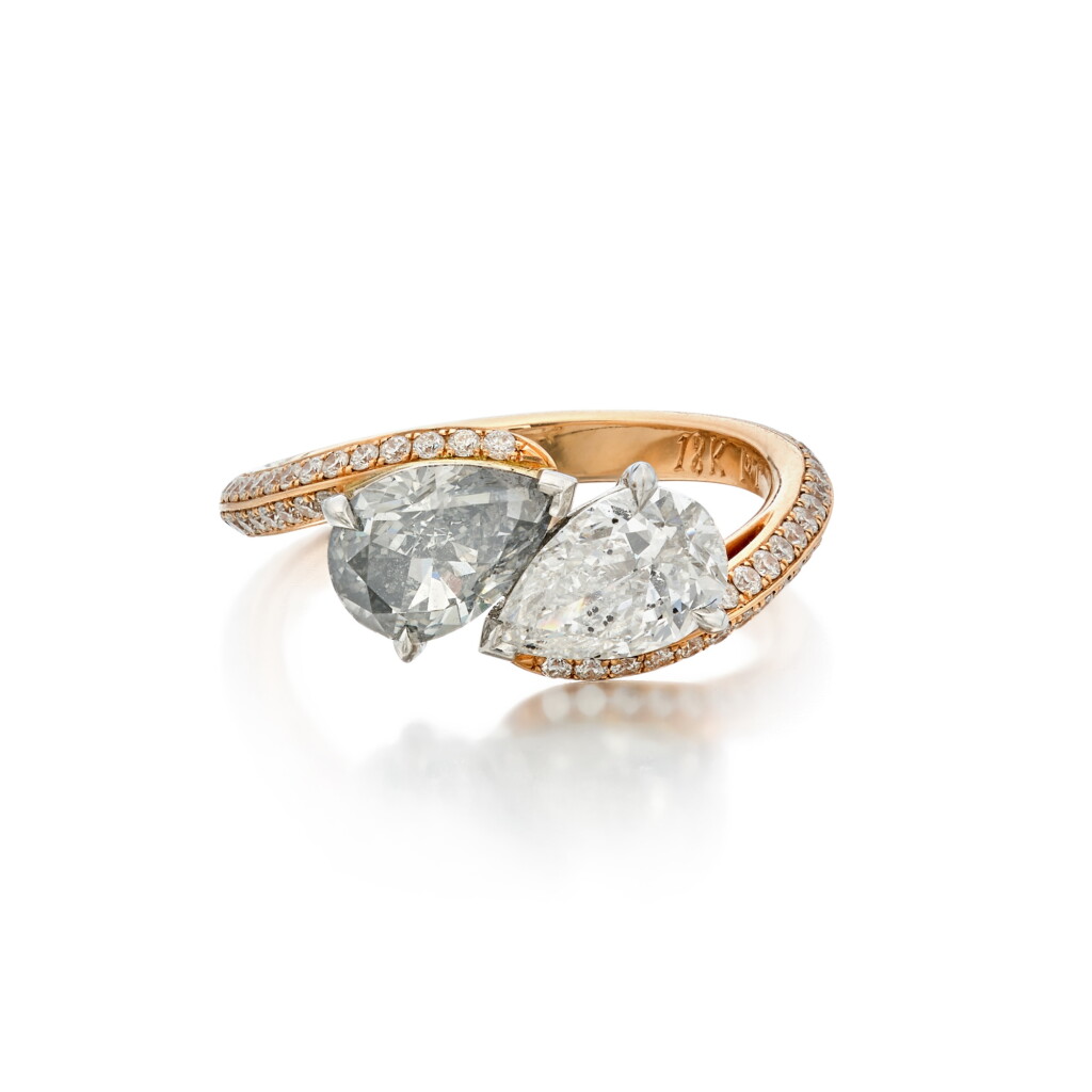 View full screen - View 1 of Lot 131. Fancy Dark Gray Diamond and Diamond Ring.