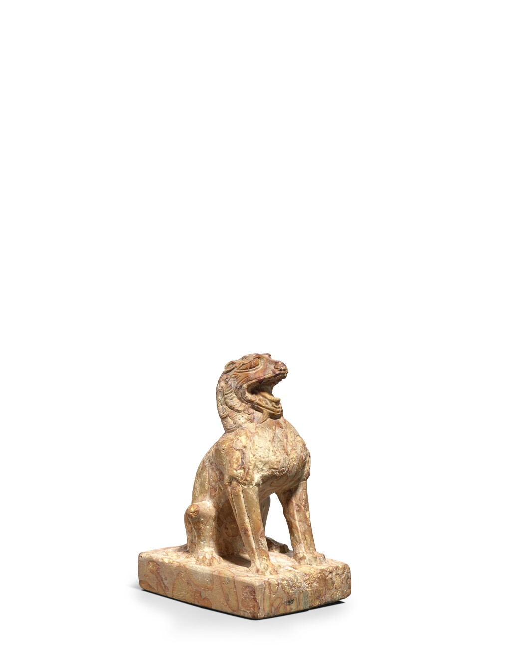 View full screen - View 1 of Lot 2012. A puddingstone figure of a lion, Six Dynasties | 六朝 抱子石雕坐獅.