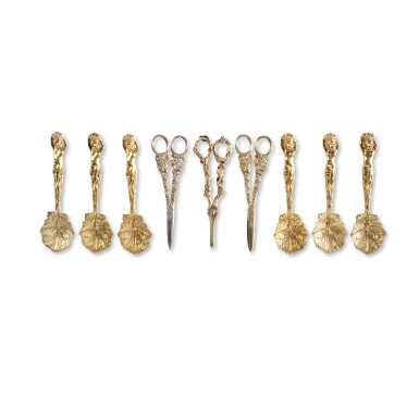 View full screen - View 1 of Lot 62. A Set of Six George IV Silver-Gilt Dessert Spoons, Edward Farrell, London, 1820.