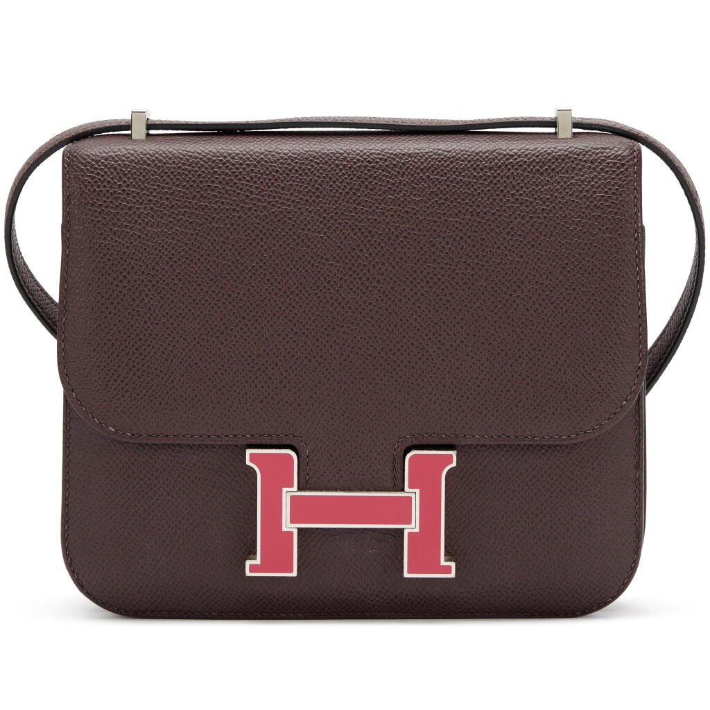 View full screen - View 1 of Lot 53. Rouge Sellier Epsom Mini Constance 18 Framboise Enameled Palladium Hardware, 2021.