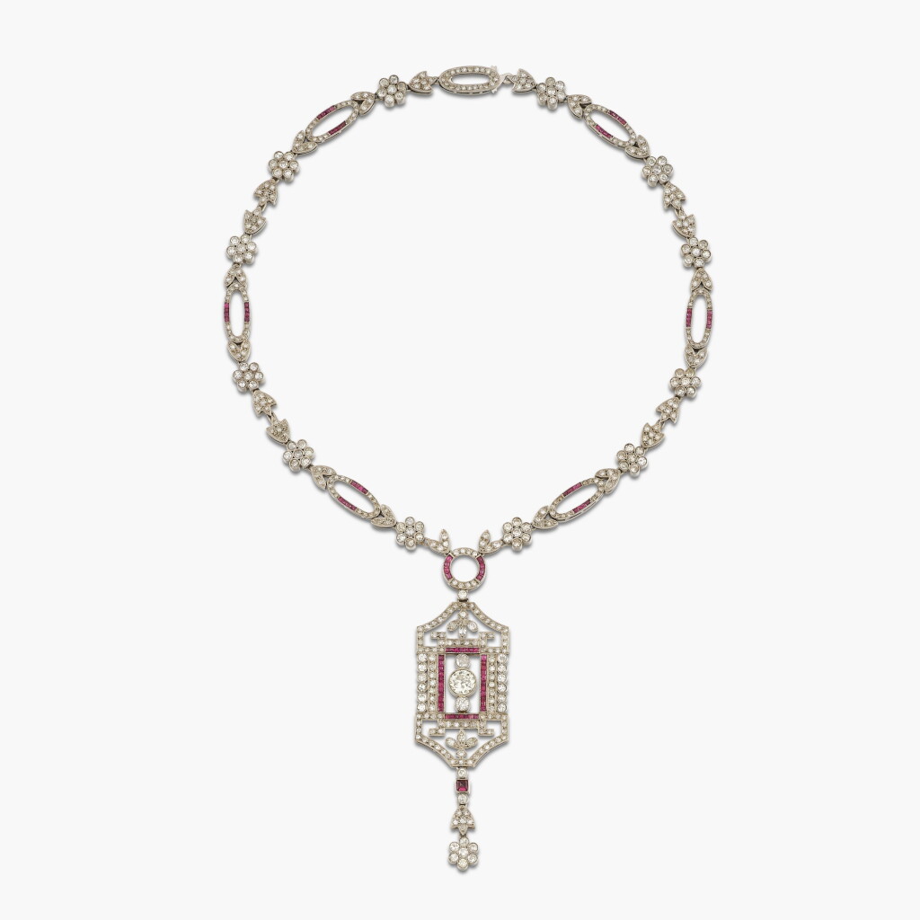View full screen - View 1 of Lot 105. Ruby and Diamond Necklace .