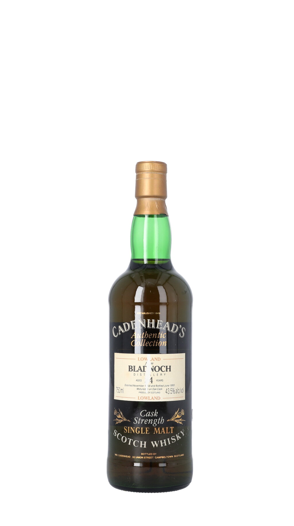 View full screen - View 1 of Lot 5329. Bladnoch Cadenhead's Authentic Collection 34 Year Old 43.5 abv 1958 (1 BT75).