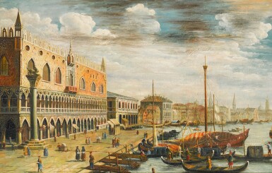 View full screen - View 1 of Lot 114. MANNER OF ANTONIO CANAL, CALLED CANALETTO | VENICE, A VIEW OF THE DOGE'S PALACE.