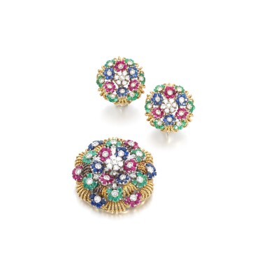 View full screen - View 1 of Lot 65. Gem set and diamond demi-parure.