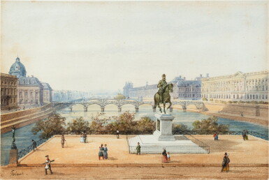 View full screen - View 1 of Lot 1418. The Vert Galant square with the Passerelle des Arts in the background, Paris.