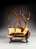 Banquette jardinière en racine de teck, Indonésie probablement Java, XXe siècle