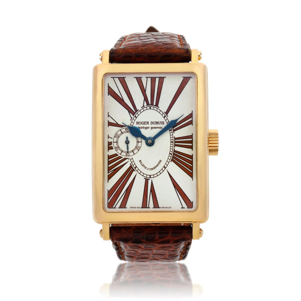 View full screen - View 1 of Lot 11. Bulletin D'Observatoire A limited edition pink gold rectangular wristwatch, Circa 2005.