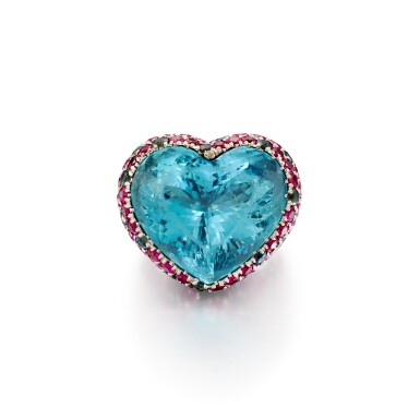 View full screen - View 1 of Lot 1859. Aquamarine and Ruby Ring | Michele della Valle | 海藍寶 配 紅寳石 戒指.