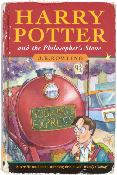 View full screen - View 1 of Lot 105. J.K. Rowling | Collection of the first four Harry Potter books, 1997-2000, hardback issues.
