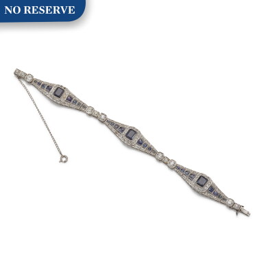 View full screen - View 1 of Lot 1213. SAPPHIRE AND DIAMOND BRACELET | 藍寶石 配 鑽石 手鏈.