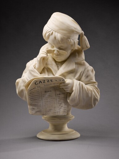 View full screen - View 1 of Lot 404. Boy reading a newspaper.