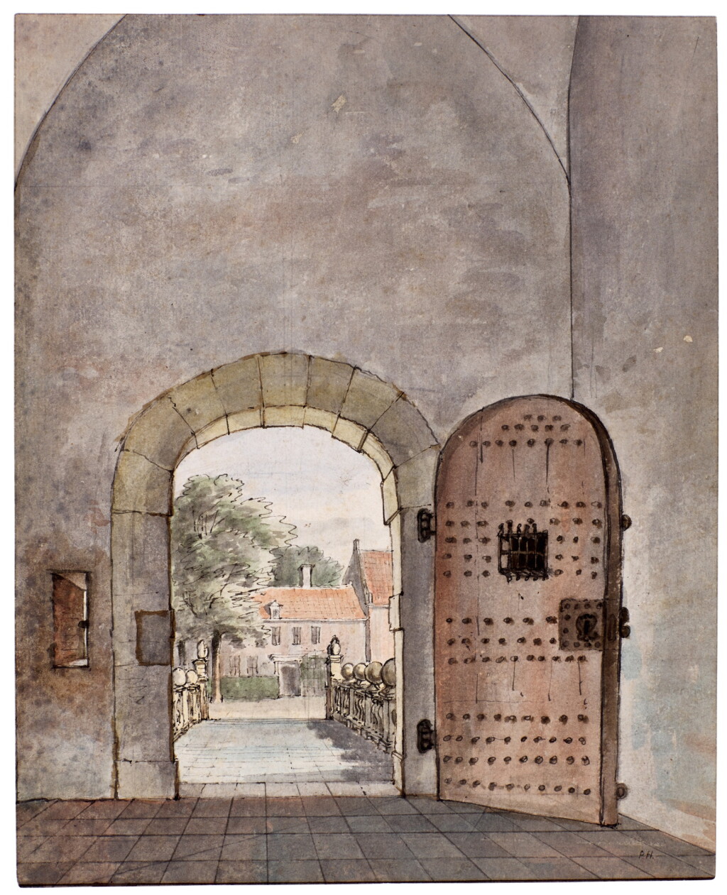 View full screen - View 1 of Lot 322. View out the gate of the Castle of Heemstede.
