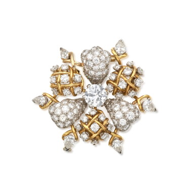 View full screen - View 1 of Lot 430. Diamond Clip-Brooch, France | Schlumberger for Tiffany & Co.| 鑽石胸針,法國.
