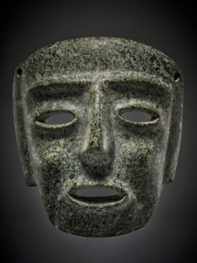 View full screen - View 1 of Lot 10. Chontal Stone Mask, Late Preclassic, circa 300 - 100 BC.