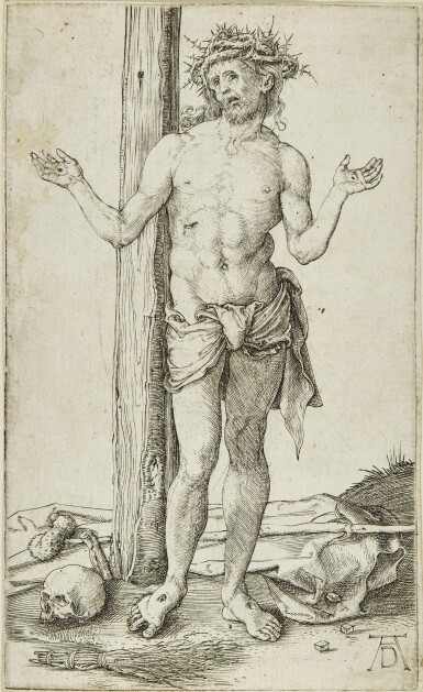 View full screen - View 1 of Lot 5. The Man of Sorrows with Arms Outstretched (B., M., Holl. 20).