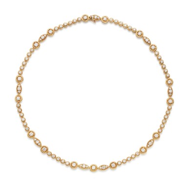 View full screen - View 1 of Lot 206. Gold and Diamond Necklace, France.