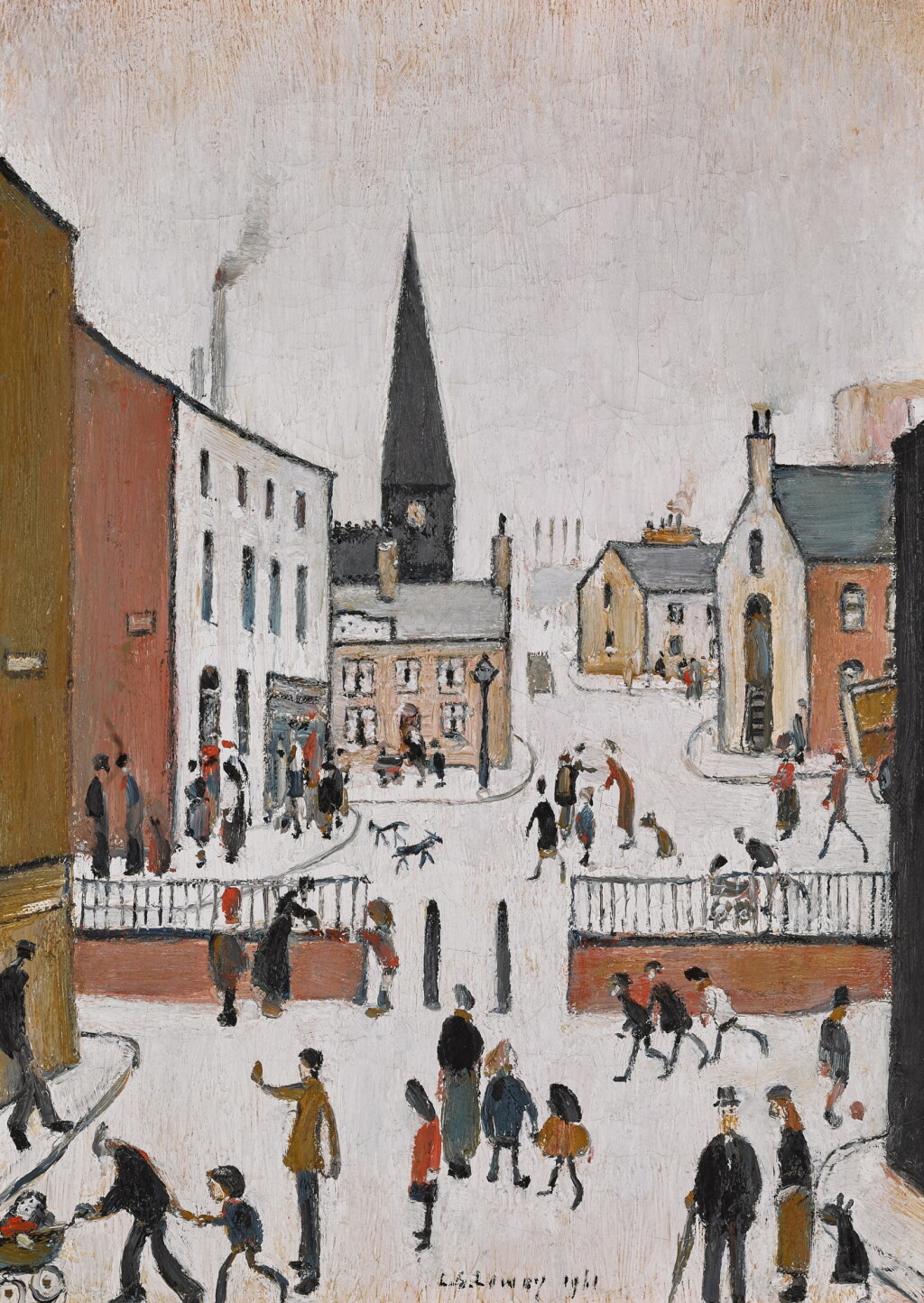 View full screen - View 1 of Lot 13. Street Scene with Church Spire.