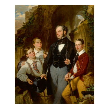 View full screen - View 1 of Lot 452. EUGÈNE-FRANÇOIS-MARIE-JOSEPH DEVÉRIA | PORTRAIT OF LAURENCE DAVIDSON AND HIS THREE SONS.