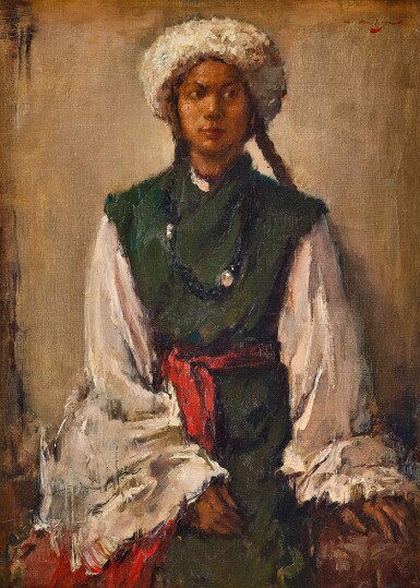 View full screen - View 1 of Lot 6017. Lee Man Fong 李曼峰 | Tibetan Girl 藏族女孩.