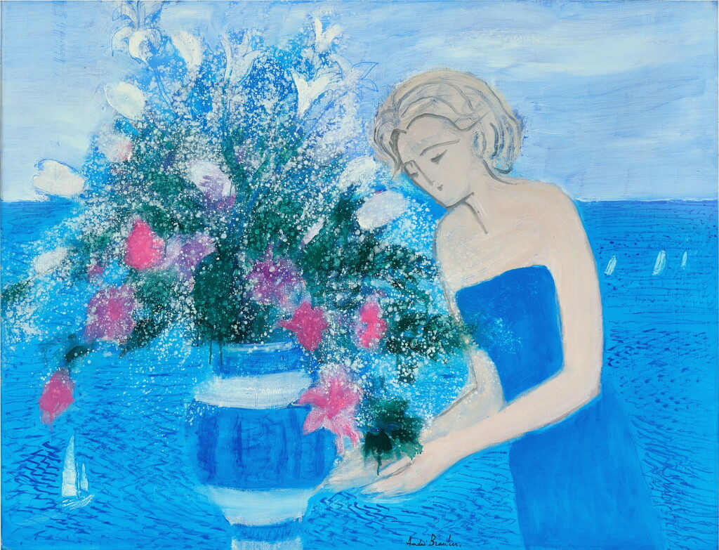 View full screen - View 1 of Lot 1013. André Brasilier 安德烈・布拉吉利 | Grand bouquet devant la mer 海邊的花束.