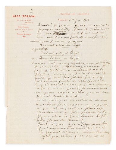 Apollinaire Magnifique Lettre D Amour A Lou 1915 Tu Es Pour Moi Le Resume Du Monde Bibliotheque R B L Une Decennie De Ventes Sotheby S Apollinaire Magnifique Lettre D Amour A Lou 1915 Tu Es Pour Moi Le Resume Du Monde Bibliotheque R B L Une Decennie De Ventes Sotheby S