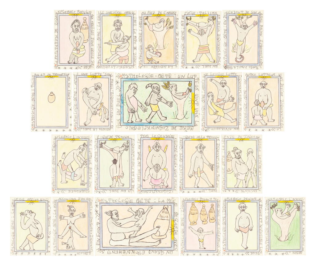 View full screen - View 1 of Lot 10. Mythologie Bété: la légende de 'Zignonkplebhlo', A Series of 21 Drawings.