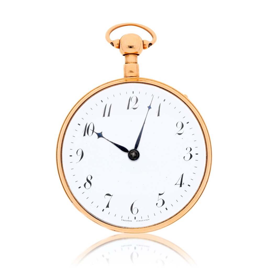 View full screen - View 1 of Lot 171. A gold open-faced quarter repeating cylinder watch Circa 1820, no. 4061.