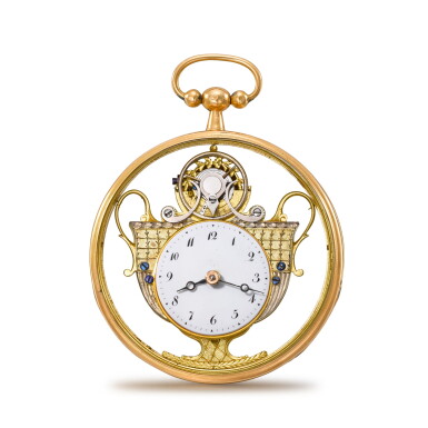 View full screen - View 1 of Lot 1367. An urn-form verge watch in glazed gold case Circa 1820.