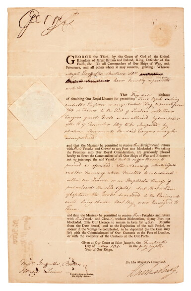 View full screen - View 1 of Lot 50. GEORGE III | document signed, 1808.