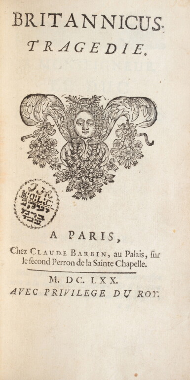 View full screen - View 1 of Lot 66. Britannicus. 1670. In-12. Édition originale. Maroquin de Trautz-Bauzonnet..