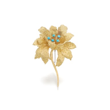 View full screen - View 1 of Lot 100. Gold and turquoise brooch.