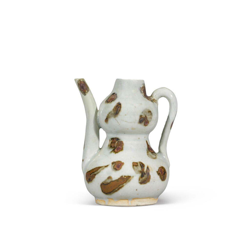 View full screen - View 1 of Lot 333. An iron-splashed Yingqing 'double-gourd' ewer, Yuan dynasty.