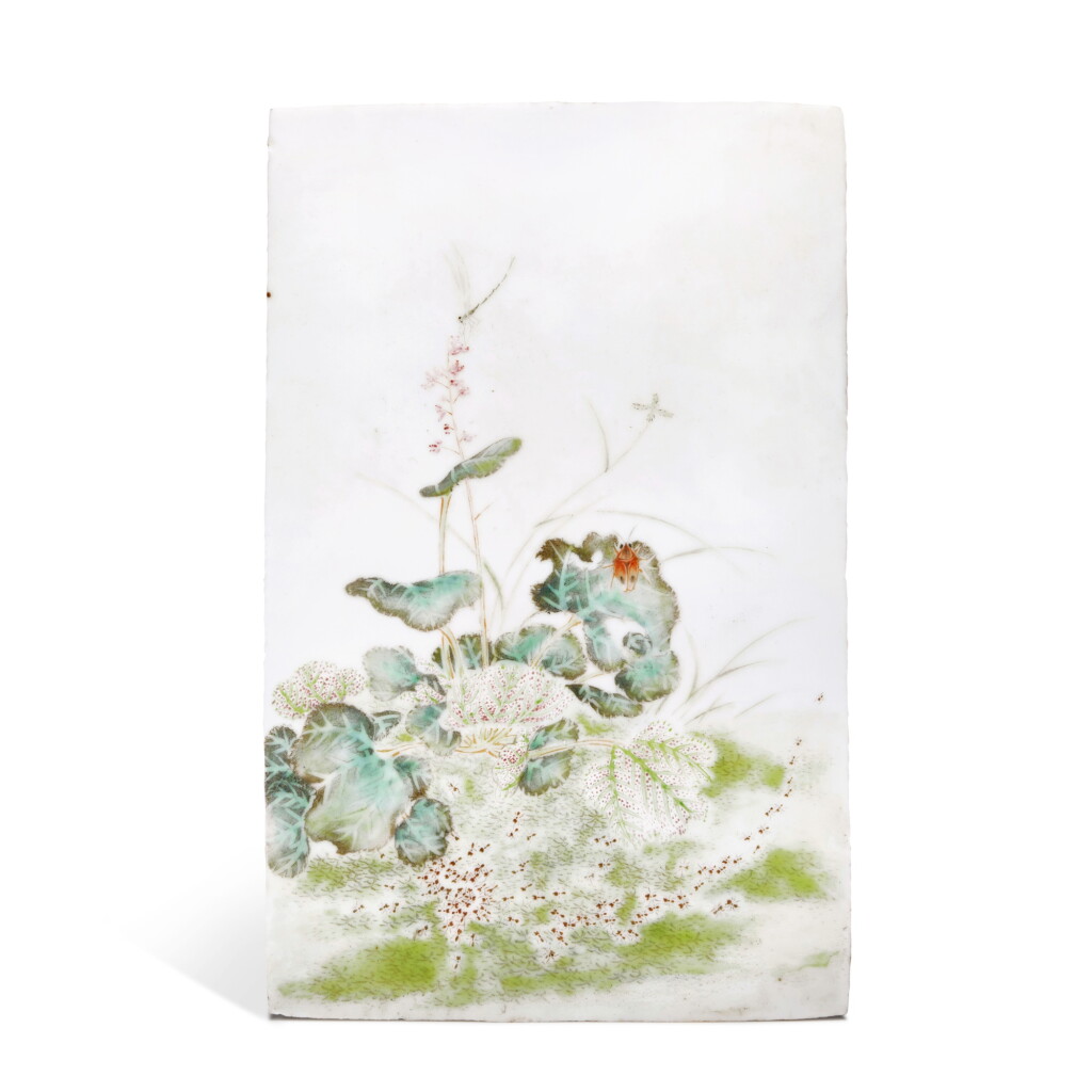 View full screen - View 1 of Lot 22. A famille-rose 'flowers and insects' rectangular panel, Republic period .