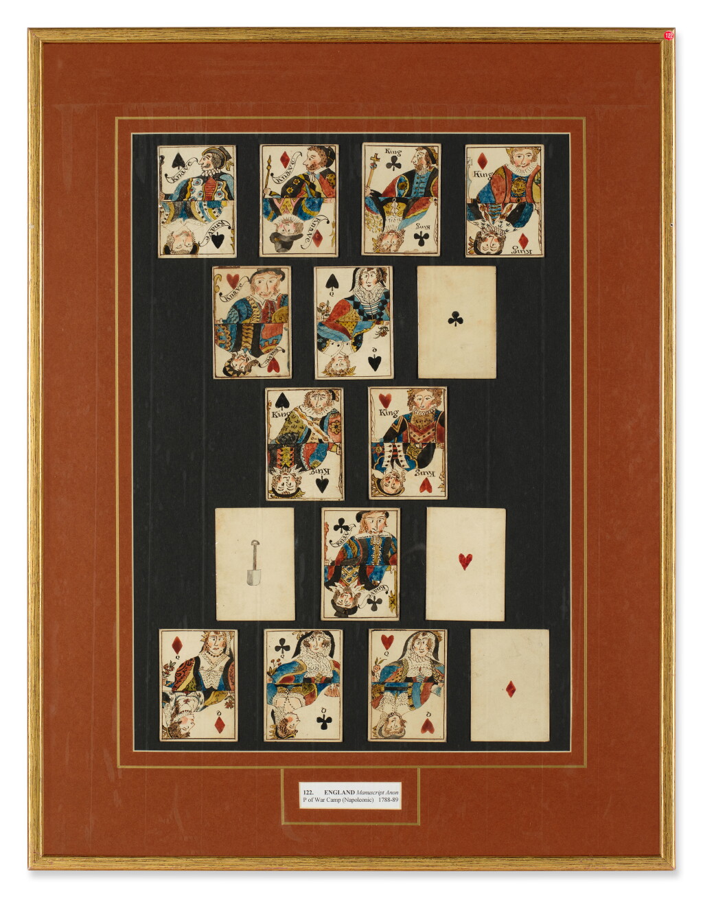 View full screen - View 1 of Lot 382. Playing Cards — A manuscript deck of cards likely made during the Napoleonic Wars by a prisoner of War.