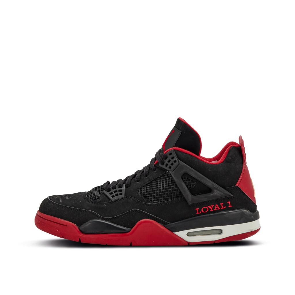 View full screen - View 1 of Lot 20. Derek Anderson Dual-Signed Nike Air Jordan 4 "LOYAL 1” Player Exclusive Sample | Size 13.