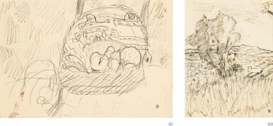 View full screen - View 1 of Lot 208. PIERRE BONNARD | DESSINS : (I) NATURE MORTE (II) PAYSAGE DU CANNET.