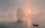 Ships on a misty morning