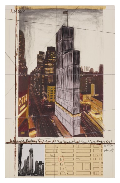 View full screen - View 1 of Lot 633. Wrapped Building, Project for 1 Times Square, Allied Chemical Tower, New York (Schellmann 154).
