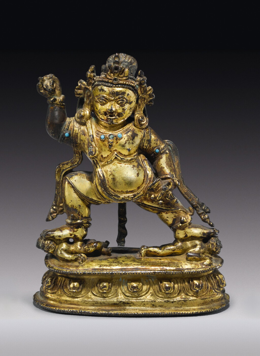 View full screen - View 1 of Lot 324. A GILT COPPER ALLOY FIGURE OF VAJRAPANI, TIBET, 14TH CENTURY.