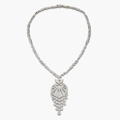View full screen - View 1 of Lot 1429. Diamond 'Butterfly' Pendent Necklace | 鑽石 'Butterfly' 項鏈.