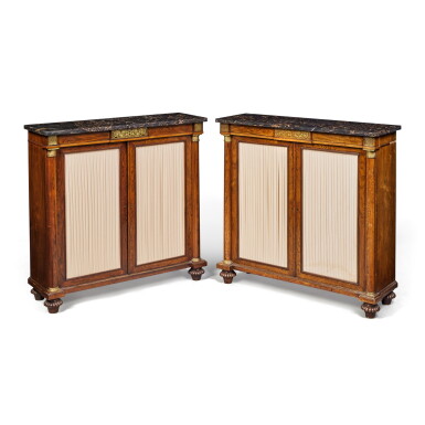 View full screen - View 1 of Lot 514. A Pair of Regency Brass-Inlaid Rosewood Side Cabinets , Circa 1820.