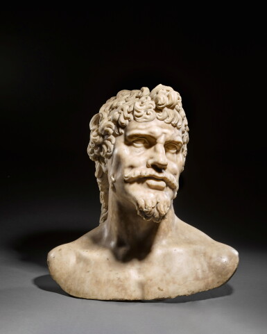 View full screen - View 1 of Lot 120. Colossal Bust of an Ancient Hero.