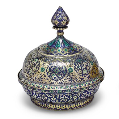 View full screen - View 1 of Lot 99. An enamelled gilt bowl and cover, India, Lucknow, circa 1800.