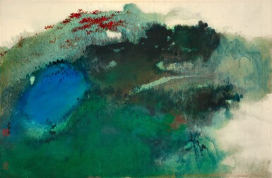 View full screen - View 1 of Lot 3043. 張大千 秋山嵐翠 | Zhang Daqian (Chang Dai-chien, 1899-1983), Green and Hazy.