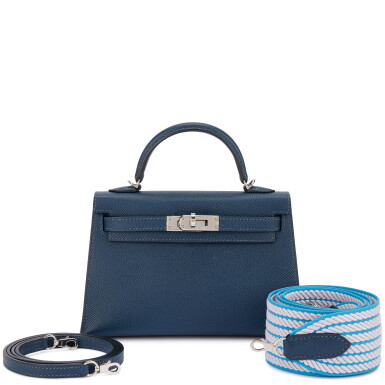 View full screen - View 1 of Lot 559. Bleu de Prusse Epsom Mini Kelly II 20 Palladium Hardware, 2024.