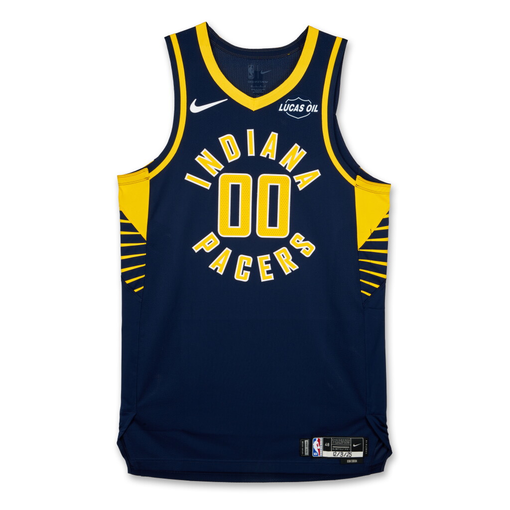 View full screen - View 1 of Lot 35. Bennedict Mathurin Indiana Pacers 2025-2026 Game Worn Icon Edition Jersey .
