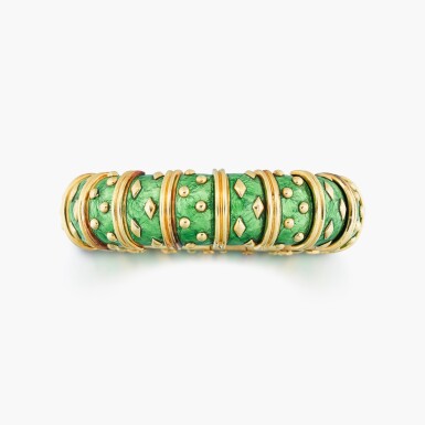 View full screen - View 1 of Lot 124. Enamel and gold bracelet, 'Dot Losange'.